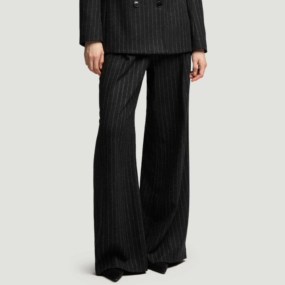 NEW Argent Single Pleat Trouser in Wool Blend Pinstripe - Picture 5 of 9